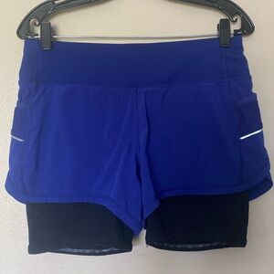 Athleta Royal Blue and Black 2 in 1 Athletic Shorts Size Small EUC